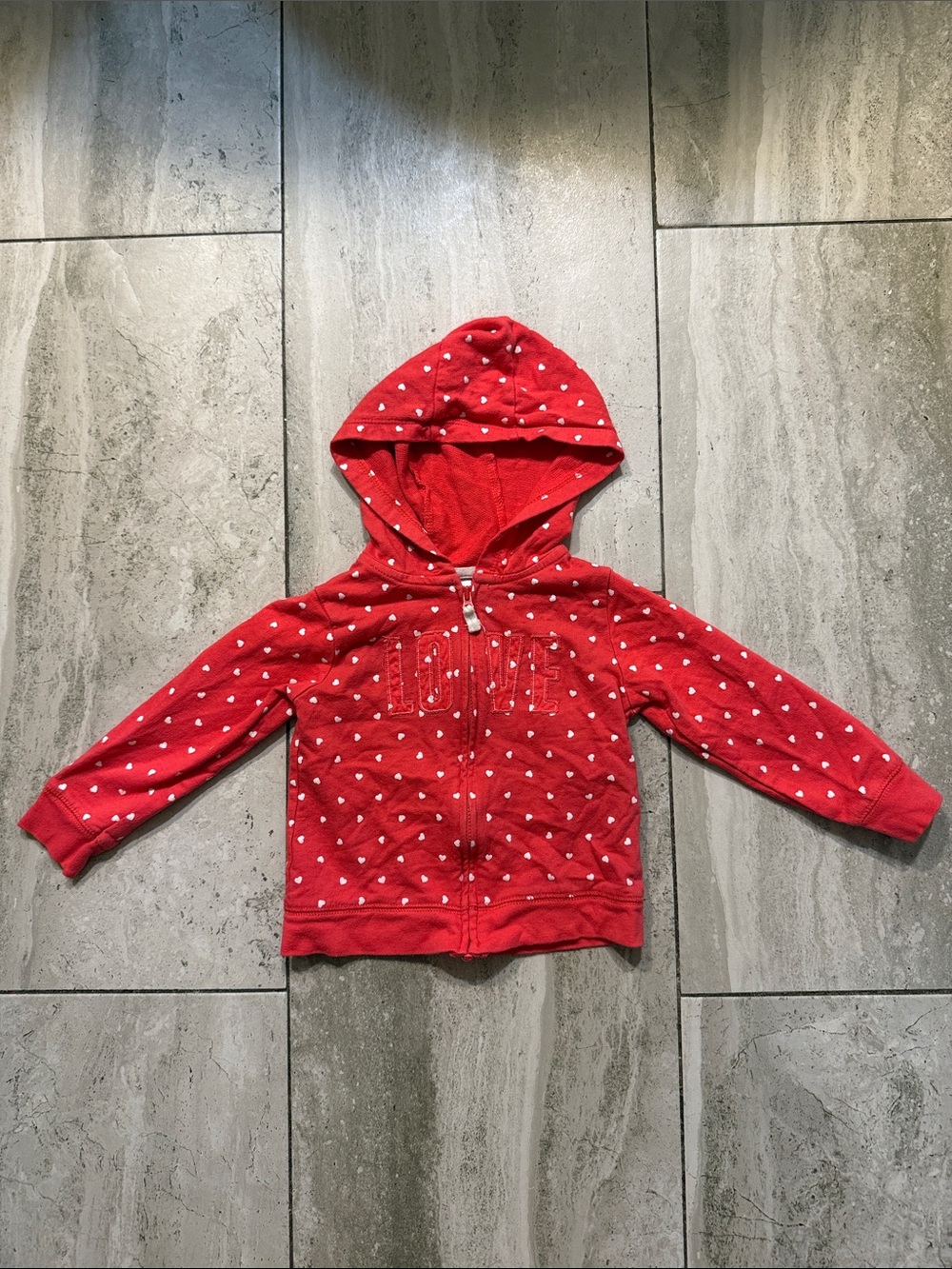 Carters Kids Red Heart-Print Zip Hoodie